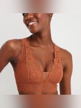Aerie Eyelash Lace Padded Plunge Bralette NWT!